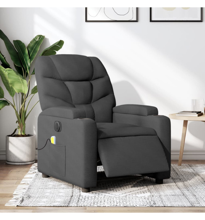 Fauteuil inclinable de massage électrique gris foncé tissu | Mobilier & Déco