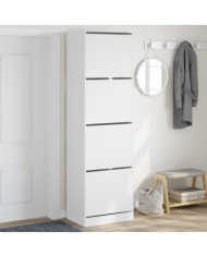 Armoire à chaussures 4 tiroirs rabattables blanc 60x42x204 cm | Mobilier & Déco