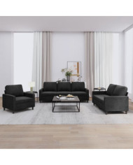 Ensemble de canapés 3 pcs avec coussins Noir Velours | Mobilier & Déco