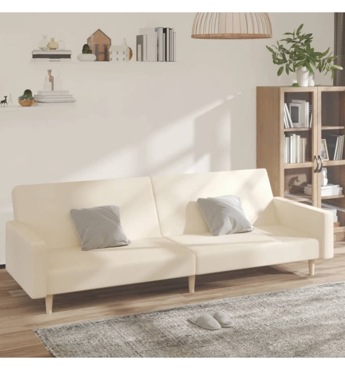 Canapé-lit à 2 places crème tissu | Mobilier & Déco
