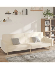 Canapé-lit à 2 places crème tissu | Mobilier & Déco