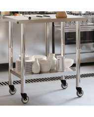 Table de travail de cuisine avec roues 82,5x55x85 cm inox | Mobilier & Déco
