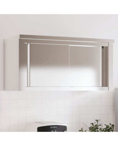 Armoire murale de cuisine avec portes coulissantes inox | Mobilier & Déco