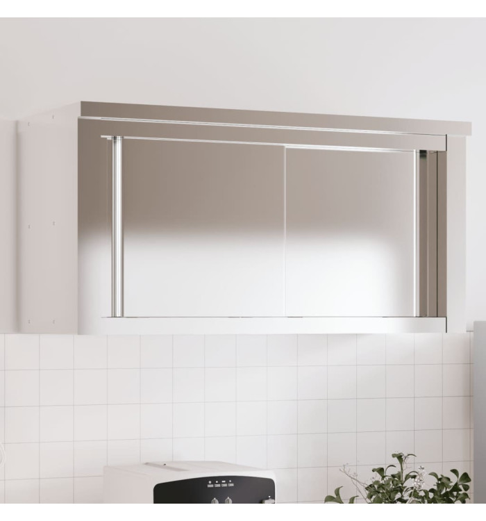 Armoire murale de cuisine avec portes coulissantes inox | Mobilier & Déco