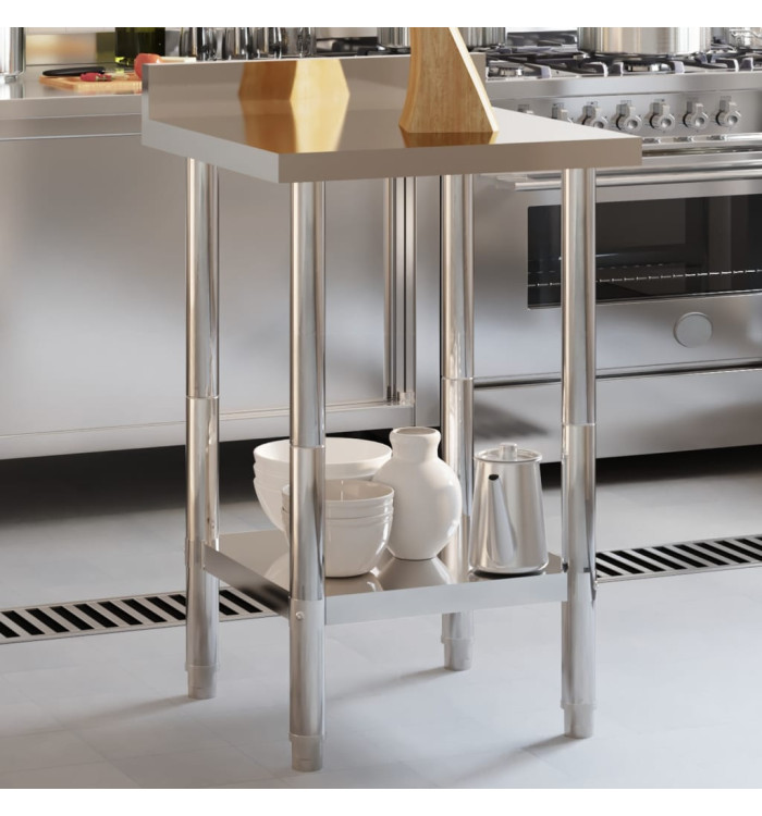 Table de travail de cuisine avec dosseret 55x55x93 cm inox | Mobilier & Déco