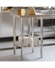 Table de travail de cuisine avec dosseret 55x55x93 cm inox | Mobilier & Déco