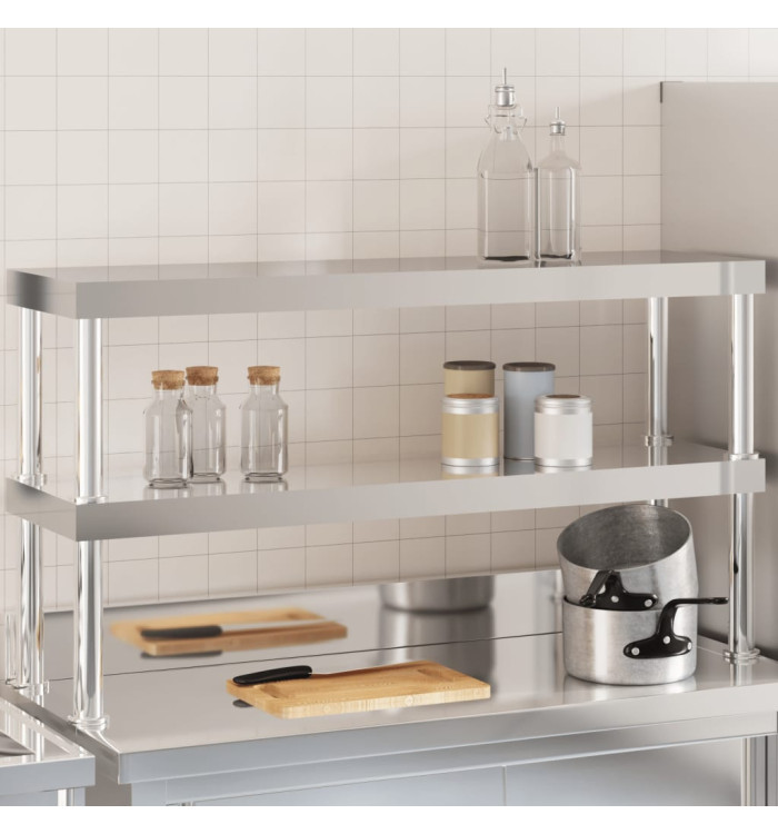 Étagère de table de travail à 2 niveaux 110x30x65 cm inox | Mobilier & Déco