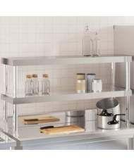 Étagère de table de travail à 2 niveaux 110x30x65 cm inox | Mobilier & Déco
