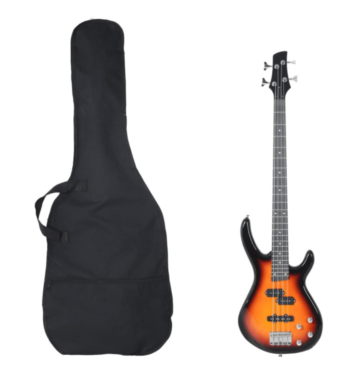 Guitare basse électrique de débutants sac brun et noir 4/4 46" | Mobilier & Déco