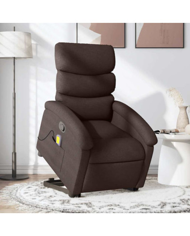 Fauteuil inclinable de massage Marron foncé Tissu | Mobilier & Déco