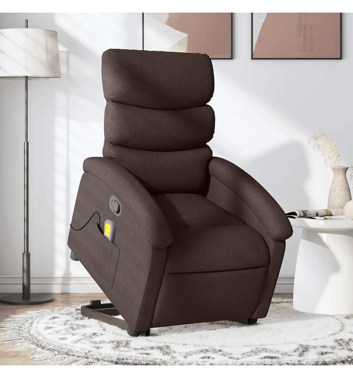Fauteuil inclinable de massage Marron foncé Tissu | Mobilier & Déco