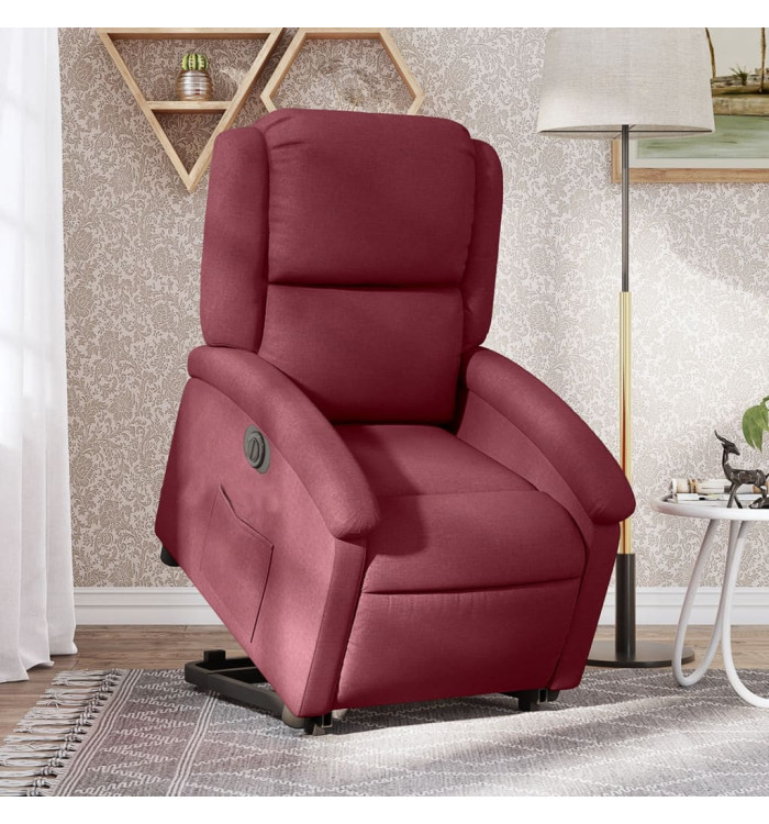 Fauteuil inclinable électrique rouge bordeaux tissu | Mobilier & Déco