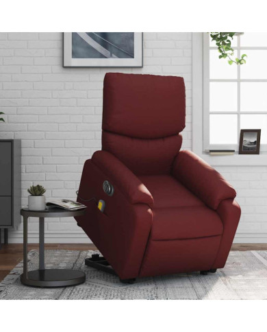 Fauteuil inclinable de massage électrique rouge bordeaux | Mobilier & Déco