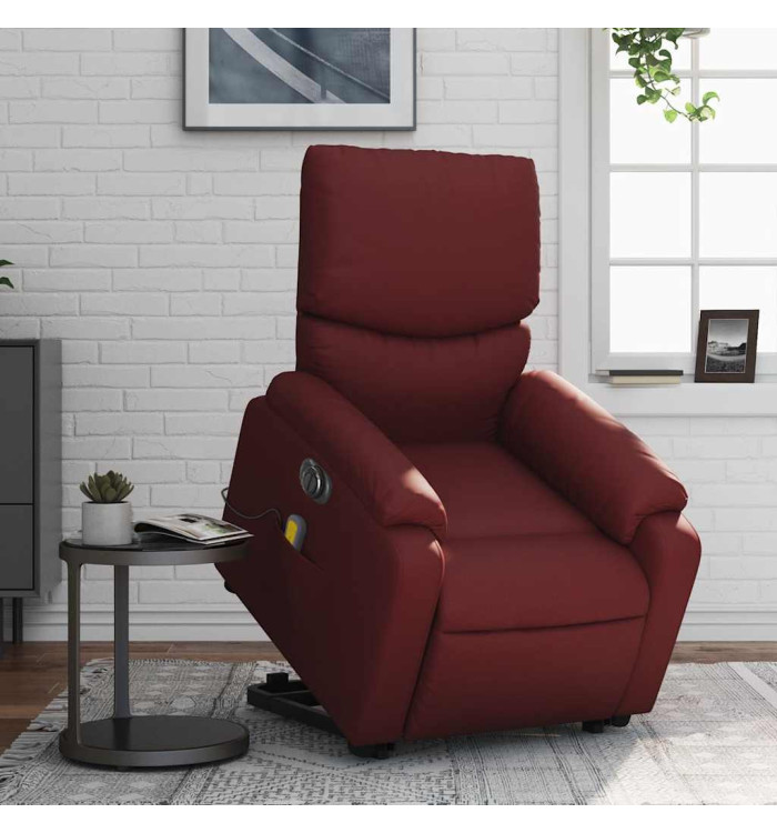 Fauteuil inclinable de massage électrique rouge bordeaux | Mobilier & Déco