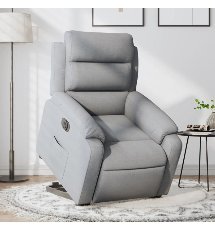 Fauteuil inclinable électrique gris clair tissu | Mobilier & Déco