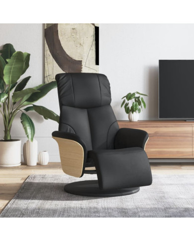 Fauteuil inclinable avec repose-pieds noir similicuir | Mobilier & Déco