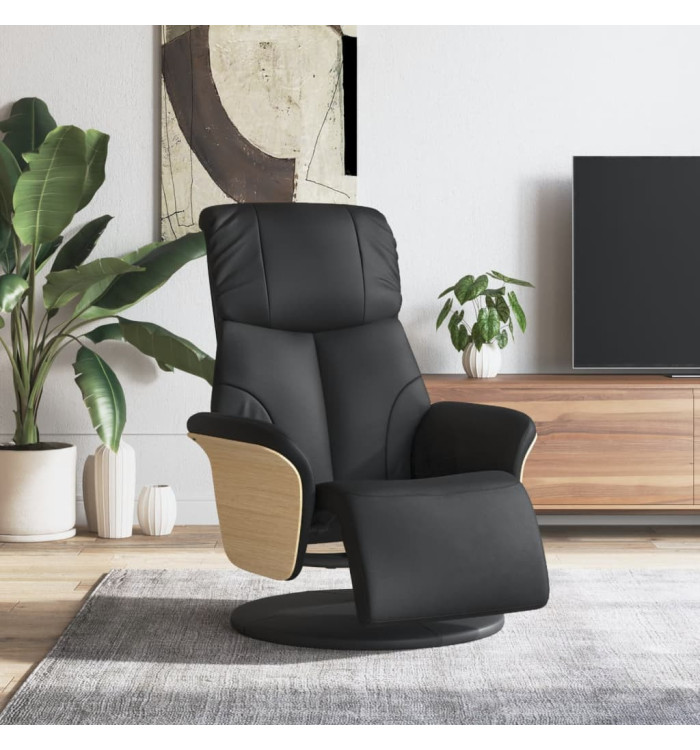 Fauteuil inclinable avec repose-pieds noir similicuir | Mobilier & Déco