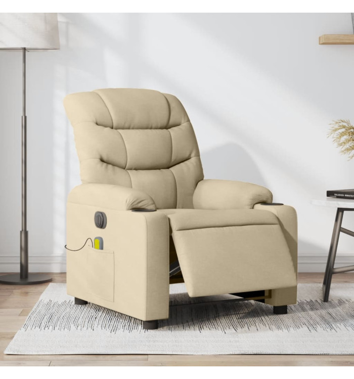 Fauteuil inclinable de massage électrique crème tissu | Mobilier & Déco