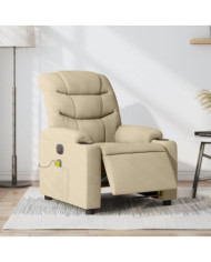 Fauteuil inclinable de massage électrique crème tissu | Mobilier & Déco