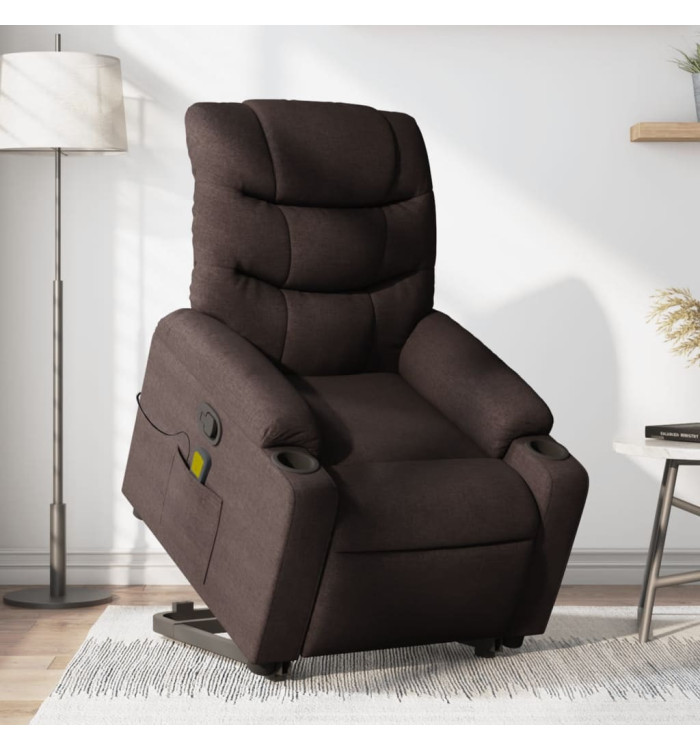 Fauteuil inclinable de massage Marron foncé Tissu | Mobilier & Déco