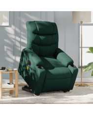 Fauteuil inclinable de massage électrique Vert foncé Tissu | Mobilier & Déco