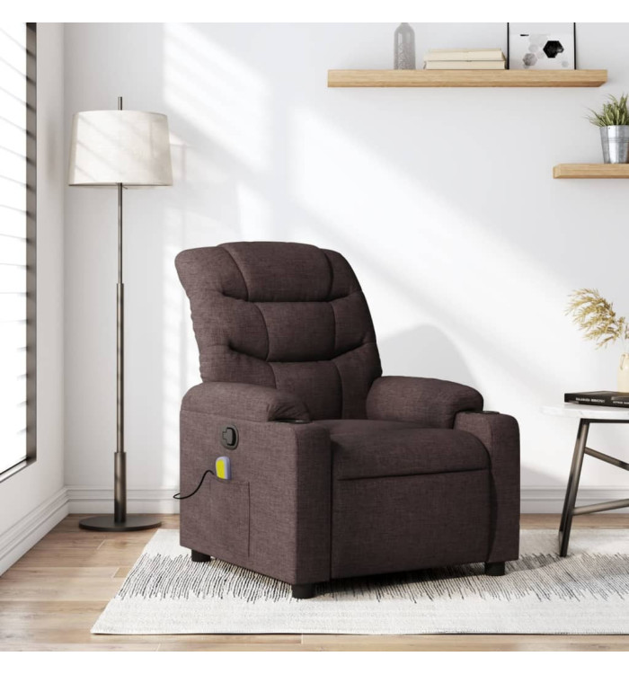 Fauteuil de massage inclinable Marron foncé Tissu | Mobilier & Déco