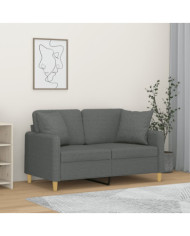 Canapé 2 places avec oreillers gris foncé 120 cm tissu | Mobilier & Déco