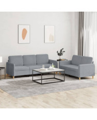 Ensemble de canapés 2 pcs avec coussins Gris clair Tissu | Mobilier & Déco
