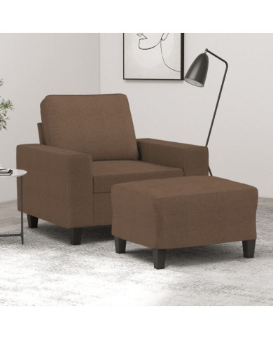 Fauteuil avec repose-pied Marron 60 cm Tissu | Mobilier & Déco