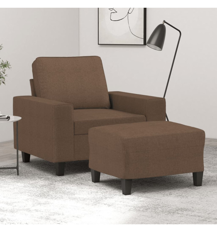 Fauteuil avec repose-pied Marron 60 cm Tissu | Mobilier & Déco