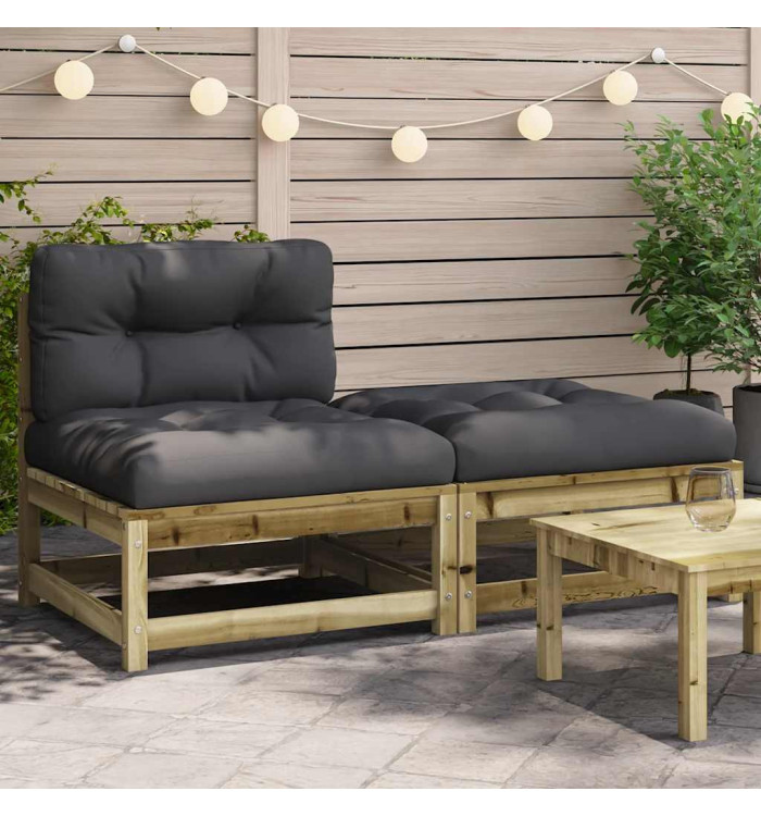 Canapé de jardin sans accoudoirs avec coussins et repose-pieds | Mobilier & Déco