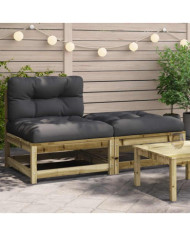Canapé de jardin sans accoudoirs avec coussins et repose-pieds | Mobilier & Déco