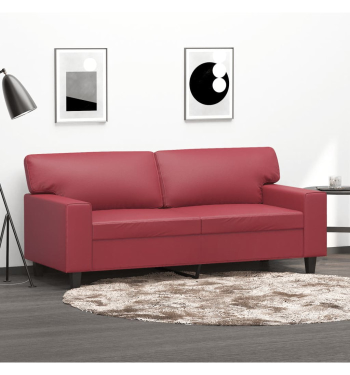 Canapé à 2 places Rouge bordeaux 140 cm Similicuir | Mobilier & Déco