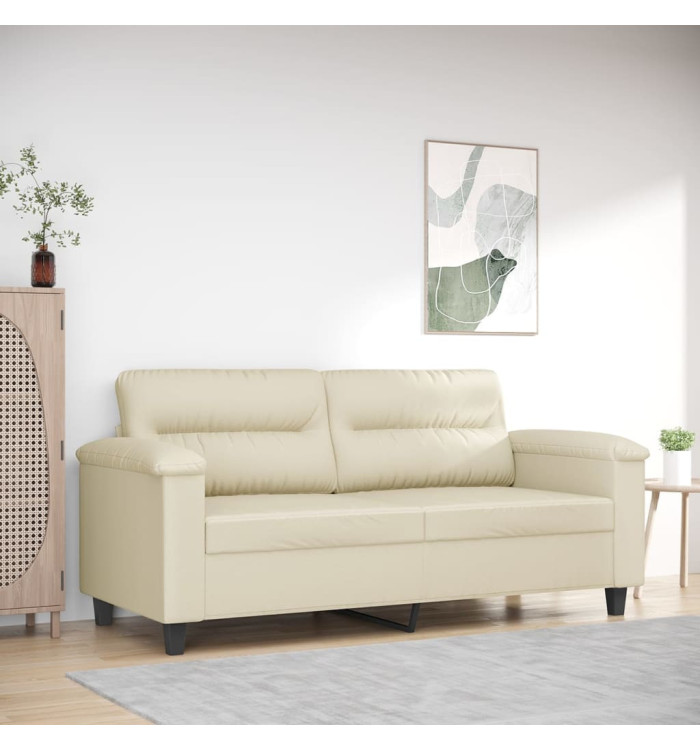 Canapé à 2 places Crème 140 cm Similicuir | Mobilier & Déco