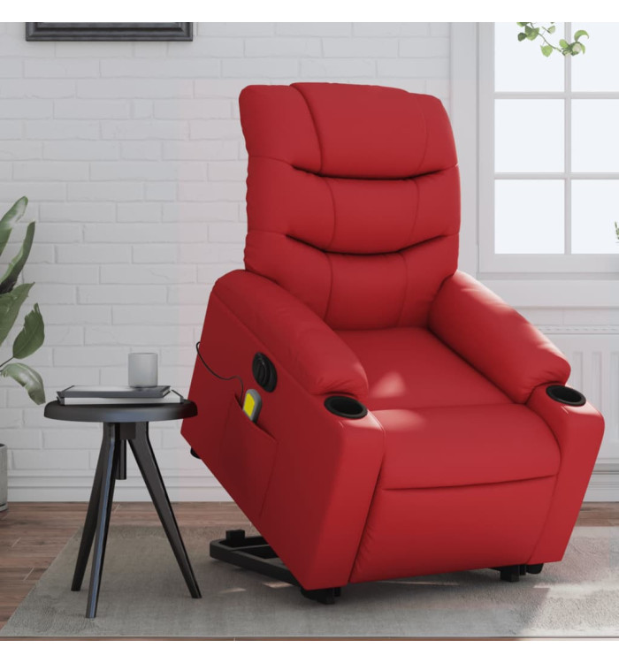 Fauteuil inclinable de massage électrique rouge similicuir | Mobilier & Déco