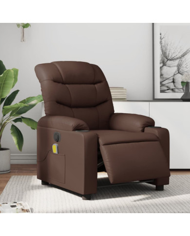 Fauteuil de massage inclinable électrique marron similicuir | Mobilier & Déco