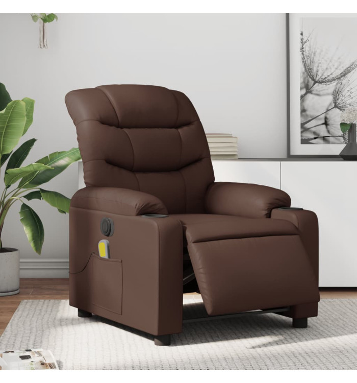 Fauteuil de massage inclinable électrique marron similicuir | Mobilier & Déco