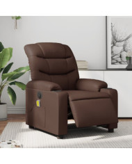 Fauteuil de massage inclinable électrique marron similicuir | Mobilier & Déco