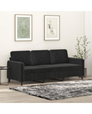 Canapé à 3 places Noir 180 cm Velours | Mobilier & Déco