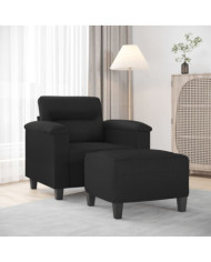 Fauteuil avec repose-pied Noir 60 cm Similicuir | Mobilier & Déco