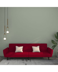 Canapé-lit 2 places rouge bordeaux velours | Mobilier & Déco