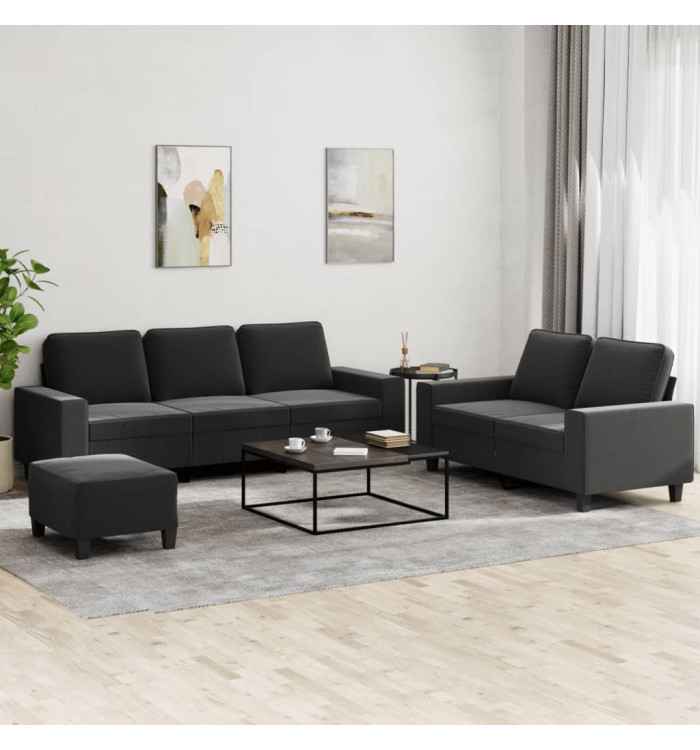 Ensemble de canapés 3 pcs noir tissu | Mobilier & Déco