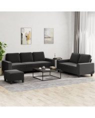 Ensemble de canapés 3 pcs noir tissu | Mobilier & Déco