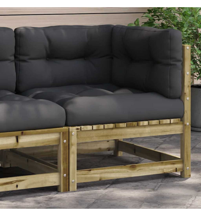 Canapé d'angle de jardin avec coussins bois de pin imprégné | Mobilier & Déco