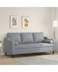 Canapé 3 places avec oreillers gris clair 180 cm tissu | Mobilier & Déco