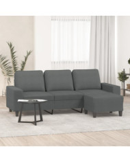Canapé à 3 places avec repose-pieds Gris foncé 180 cm Tissu | Mobilier & Déco