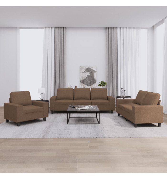 Ensemble de canapés 3 pcs marron tissu | Mobilier & Déco