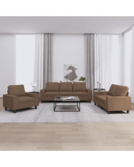 Ensemble de canapés 3 pcs marron tissu | Mobilier & Déco