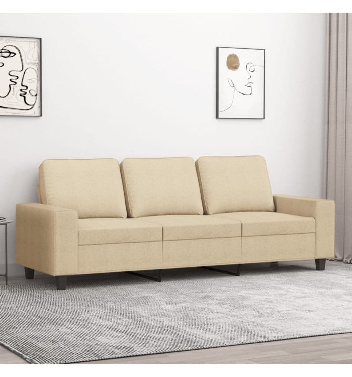 Canapé à 3 places Crème 180 cm Tissu | Mobilier & Déco