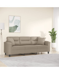Canapé 3 places avec oreillers taupe 180 cm tissu microfibre | Mobilier & Déco